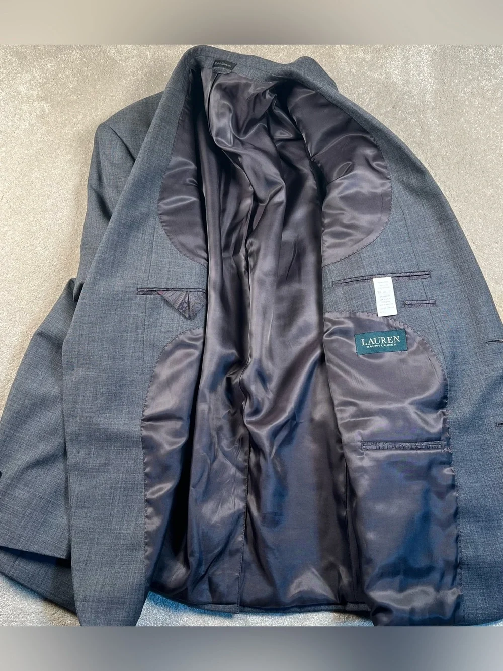 Lauren Ralph Lauren Gray Sport Coat Blazer Jacket 2 Button 100% Wool Men's 46R